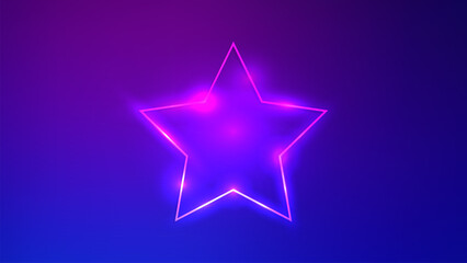 Neon frame in star form with shining effects