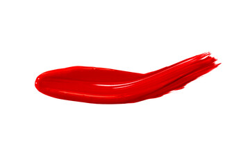 A dab of red paint on a white background.