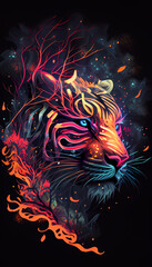 Nature Colorful Animal T Shirt Designs: Tiger