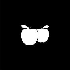 Apple fruit icon, organic Vitamin Sign isolated on black background