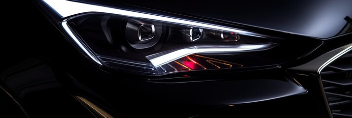 Obraz na płótnie Canvas close up headlight futuristic concept EV car Generative AI