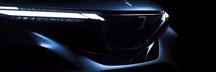 close up headlight futuristic concept EV car Generative AI
