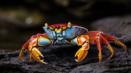 Fototapeta premium Colorful Sally Lightfoot Crab tele shot Generative AI