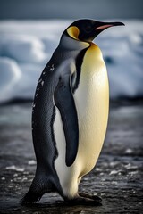 Fototapeta premium Emperor penguin portrait, tele shot Generative AI