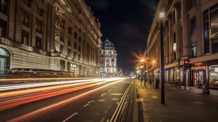 Fototapeta na wymiar evening street of London with long exposure