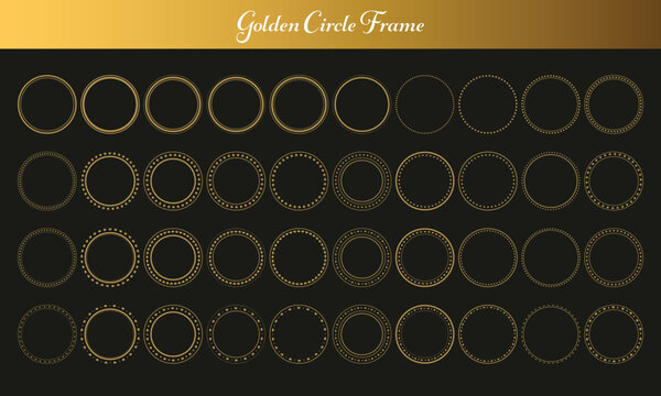 Golden Vintage Texture Circle Frame Outline Collection