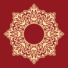 Decorative frame Elegant vector element for design in Eastern style, place for text. Floral golden and red border. Lace illustration for invitations and greeting cards