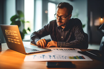 Obraz premium Interest rate and dividend concept, Businessman is calculating income and return on investment in percentage. income, return, retirement, compensation fund, investment, dividend tax, stock market