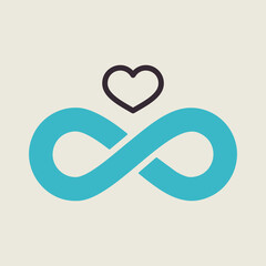 Infinity sign and heart symbol of eternal love