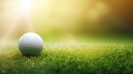 golf ball on green grass close up Generative AI - obrazy, fototapety, plakaty