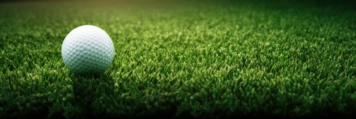 Foto op Plexiglas golf ball on green grass banner Generative AI © Sandris_ua