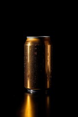 Gold can on black background Generative AI