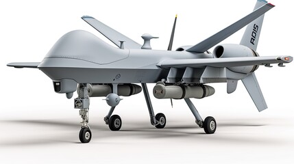 Unmanned Aerial Combat Vehicle(UACV) isolated on white background Generative AI