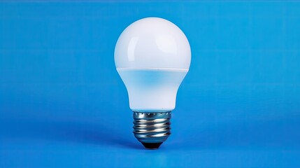 LED light bulb on blue color background Generative AI
