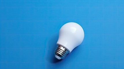 LED light bulb on blue color background Generative AI