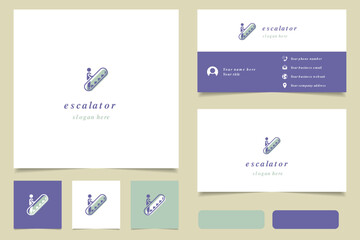 Escalator logo design with editable slogan. Branding book and business card template.