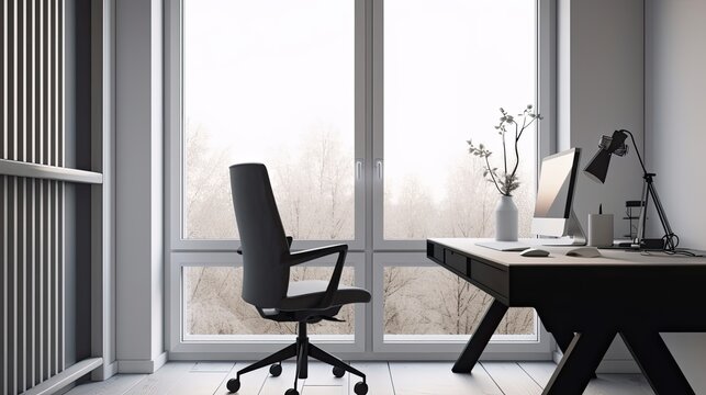 office chair in modern office. Light scandinavian interior Generative