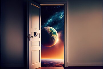 room door with access to outer space Generative AI
