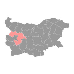 Sofia Province map, province of Bulgaria. Vector illustration.
