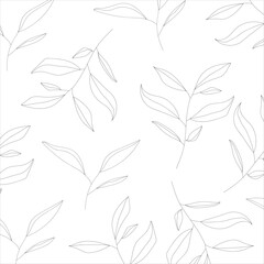 Floral nature background with leaves, simple vector design. Pattern.