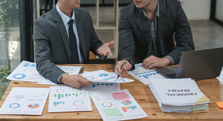 business people at meeting collaboration and teamwork of work meeting new startup project idea presentation analyze plan marketing and investment in an office