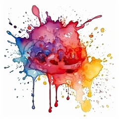 Obraz na płótnie Canvas Watercolour splash, watercolour splashed on white background, colourful watercolour paint, multicolour splash effect ink