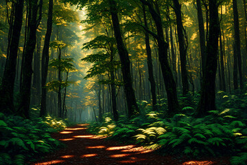 morning in the woods generative ai