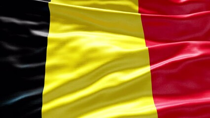 Belgium Flag video 4k 3D. Waving Belgian flag, beautiful national banner. Flag of Belgium - vertical tricolour of black, yellow, and red - Powered by Adobe