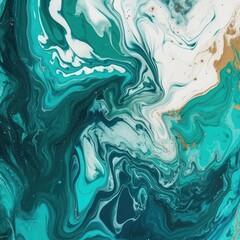 fluid art composition features a modern and abstract style, blue and green
