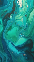 Fototapeta na wymiar fluid art composition features a modern and abstract style, blue and green