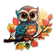 Naklejka premium owl in autumn sticker