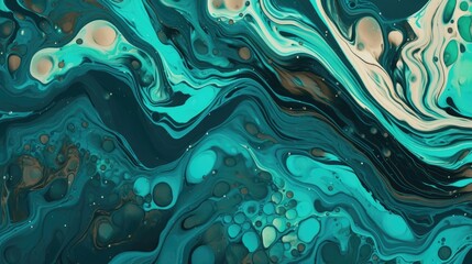 fluid art composition features a modern and abstract style, blue and green