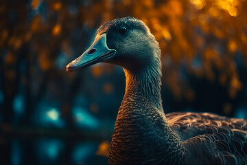 A brown goose close-up. Generative AI