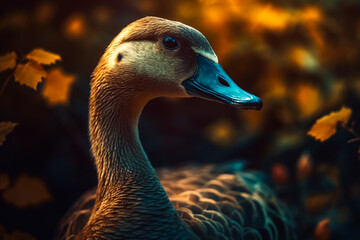 A brown goose close-up. Generative AI