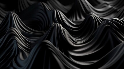 Black Fabric in Wavy Bokeh Abstract Background. Generative AI