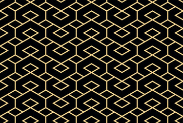 The geometric pattern with lines. Seamless vector background. Gold and black texture. Graphic modern pattern. Simple lattice graphic design