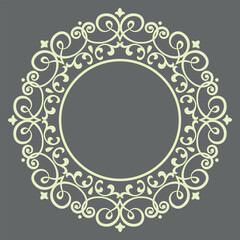 Decorative frame Elegant vector element for design in Eastern style, place for text. Floral beige and gray border. Lace illustration for invitations and greeting cards