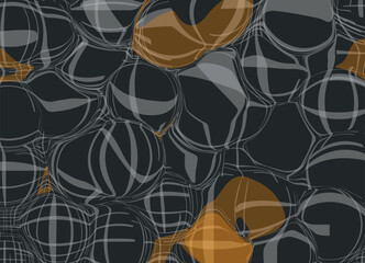 Abstract vector horizontal background in black and gray colors with orange blots. Blurred mesh, spots and stripes.
