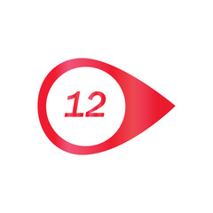 Number Bullet Point Colorful Markers 1 to 12 Vector illustration