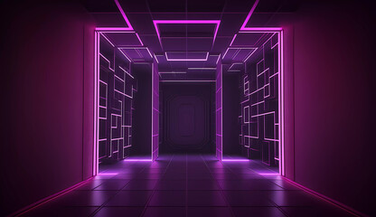 Abstract neon background. Neon doors and walls. generative AI