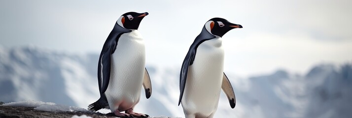 Two penguin on snow Generative AI
