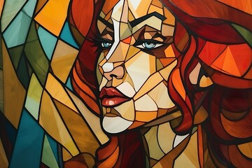 Stained glass lady made with Ai generative technology