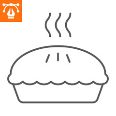 Pie line icon, outline style icon for web site or mobile app, independence day and food, hot pie vector icon, simple vector illustration, vector graphics with editable strokes.