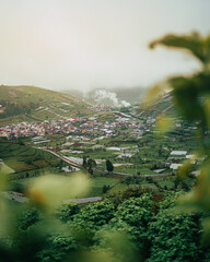 Fototapeta premium Foggy morning at Scooter Hill, Dieng, Banjarnegara, Central Java, Indonesia
