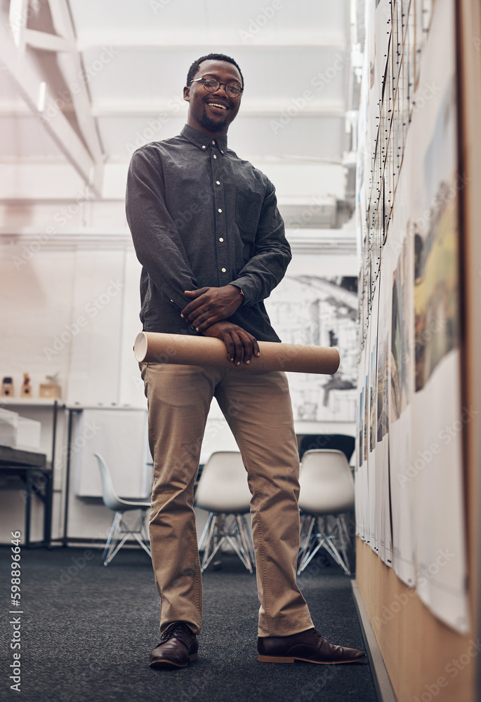Poster i knew i had to be a designer. full length portrait of a handsome young male architect smiling while