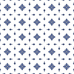 Vector. Seamless mediterranean geometric pattern in patchwork style. Talavera template. Portuguese Azulejo. Turkish decoration. Moroccan mosaic. Spanish porcelain. Ceramic dishes, folk ornament.