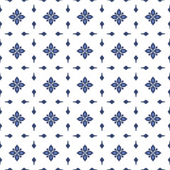 Vector. Seamless mediterranean geometric pattern in patchwork style. Talavera template. Portuguese Azulejo. Turkish decoration. Moroccan mosaic. Spanish porcelain. Ceramic dishes, folk ornament.