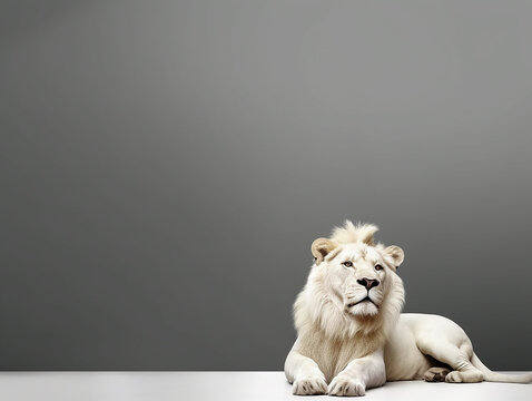 illustrazione di fondale con lieve texture contenente un leone bianco simbolo di potenza, ideale per manipolazione fotografica , inserimento prodotto o persona, creato con ai