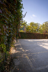 Wires in the outdoor Basketball court