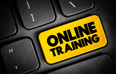 Fototapeta premium Online Training text button on keyboard, concept background